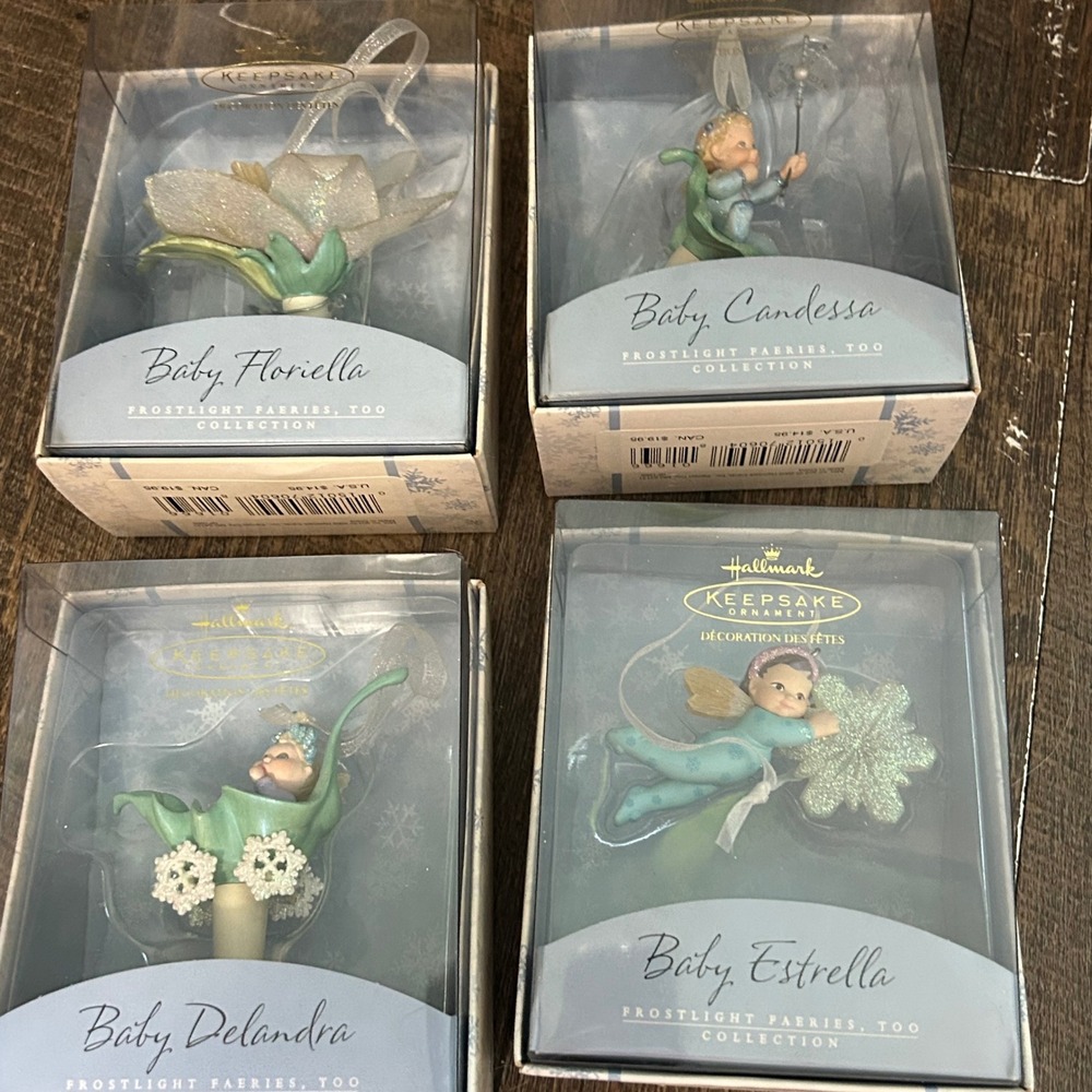 Hallmark Keepsake Frostlight Faeries Too Ornament Set 2002 Baby Fairy Lot of 4